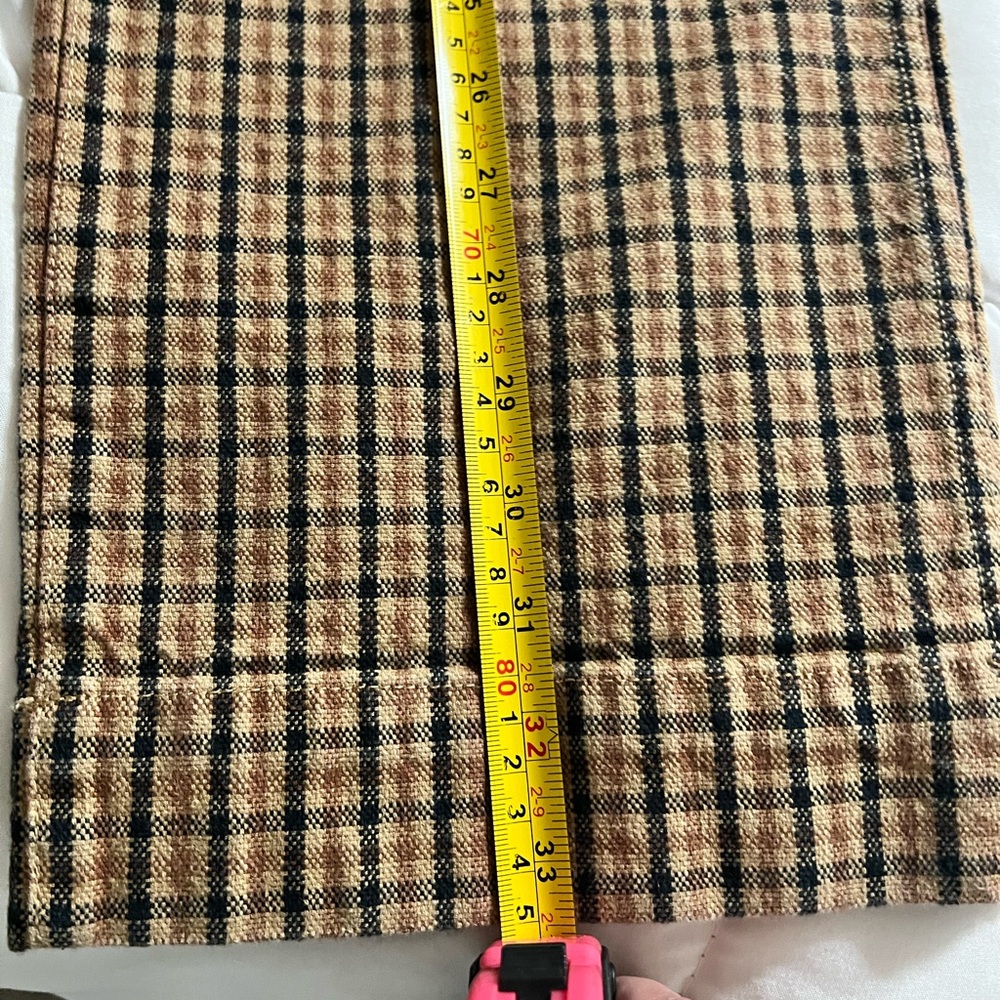 Madewell Brown Tan Slim Emmett Pants Wide Leg Crop Plaid Size 23 - Picture 10 of 10